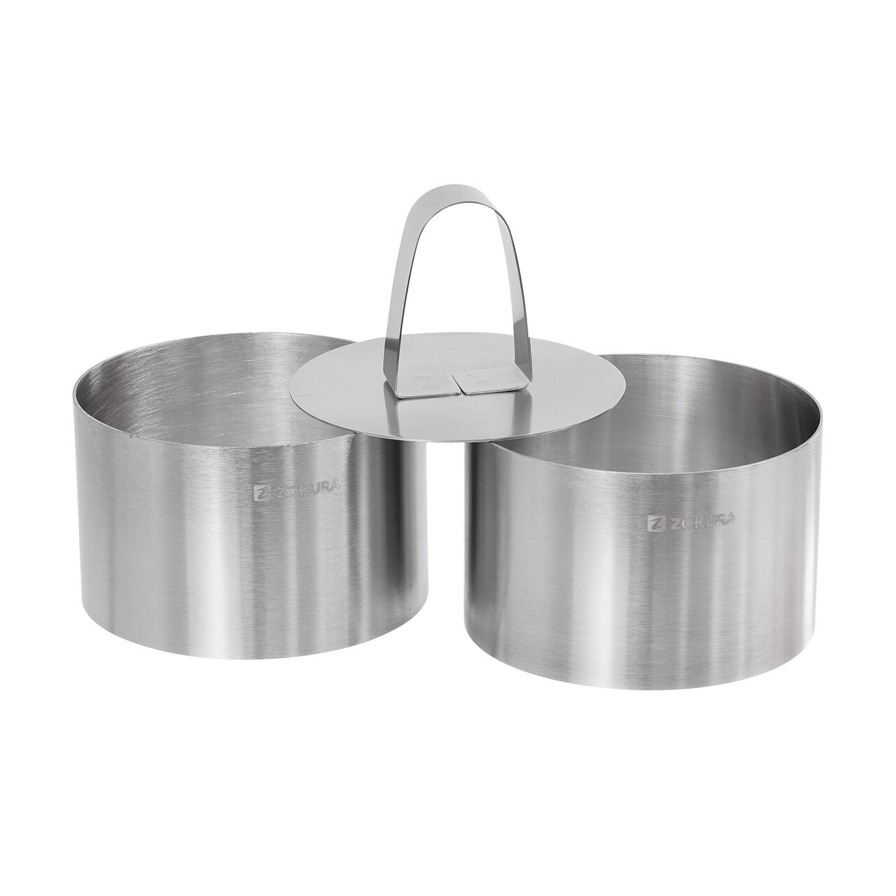 Set 2 inele de patiserie si presa, inox, 8x5cm - Zokura - imagine 2